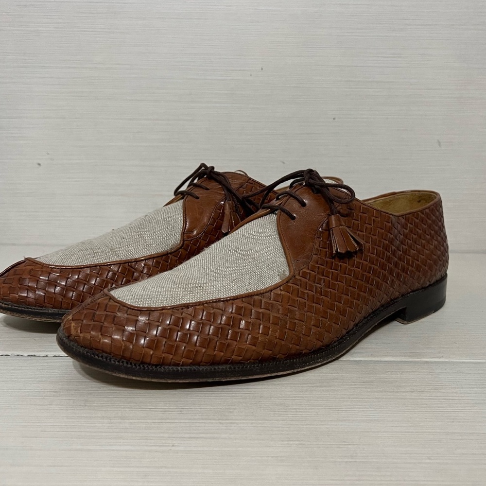 Vintage Mezlan Naples Crocodile Oxford Dress Shoes Men's Size 13 M Brown